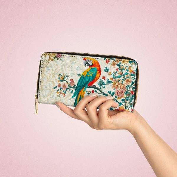 Leather Clutch Purse With Wristlet Strap Handle Macaw Enchantment - Image 4